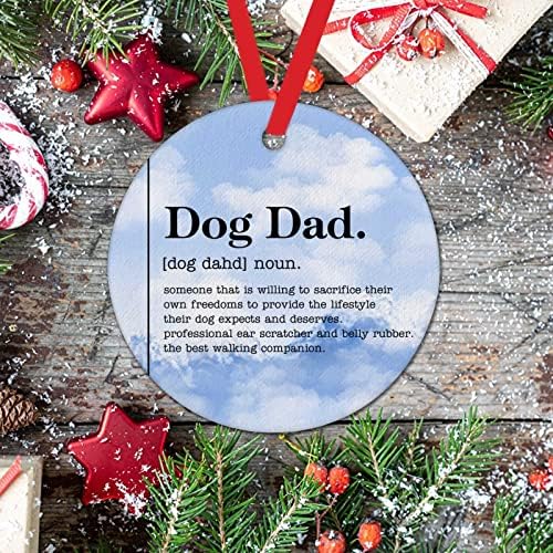 Божиќни украси куче тато именка дефиниција порцелански керамички Божиќен украс куче тато дефиниција Божиќни украси за дрвја смешна дефиниција