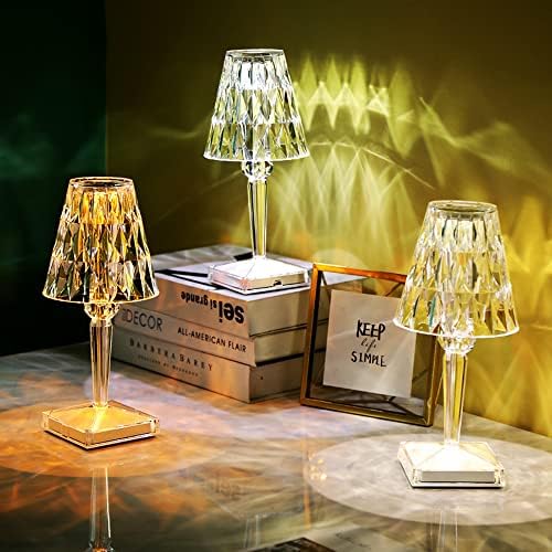 Mupoo Crystal Larm Романтична ламба за допир 3 Боја Промена на полнење на ламбата за ноќевања за декор за декор за девојчиња и домаќинство,