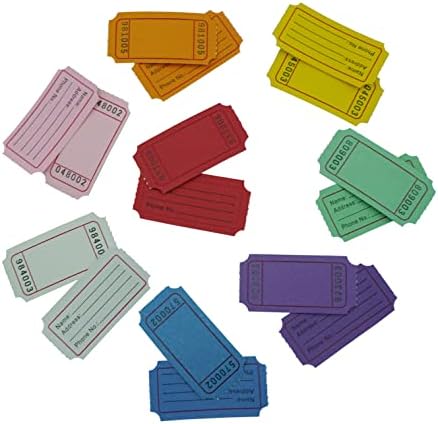 DNB 8 сет во боја од 2000 компјутери 2 x 1 инчи единечни ролни билети за томбола, розова/црвена/зелена/сина/сина/жолта/портокалова/виолетова