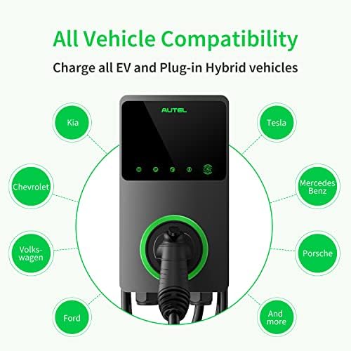 Autel MaxiCharger Домашен Паметен Електричен Полнач За Возила, 50 Засилувач Ниво 2 Wi-Fi И Bluetooth Овозможено EVSE, Внатрешна/Надворешна