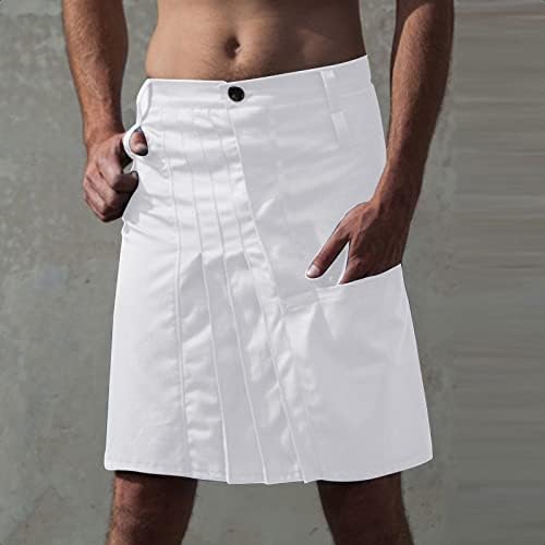 Менс панталони 44x30 Менс моден обичен шкотски стил ретро цврст џеб плетен здолниште