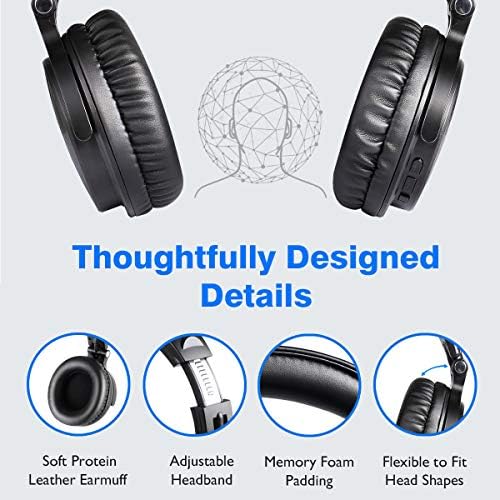 OneOdio Bluetooth Преку Слушалки За Уши, 110 Часот Безжични/Жични Слушалки За Преклопување На Стерео Звук Со Длабок Бас 50мм Неодимиумски