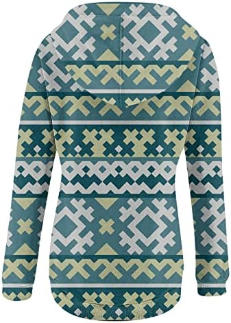 Nokmopo џемпер за жени обична мода 2022 печати долг ракав пулвер со качулка со врвен графички џемпер