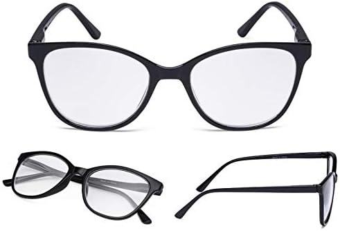 Читање очила 4 Пакуваат преголем дизајн на мачки за очи, големи очила за очила за жени кои читаат