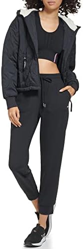 Tommy Hilfiger Women'sенски лесен кромид Quilting Woven Logo Patch на јакна за ракави