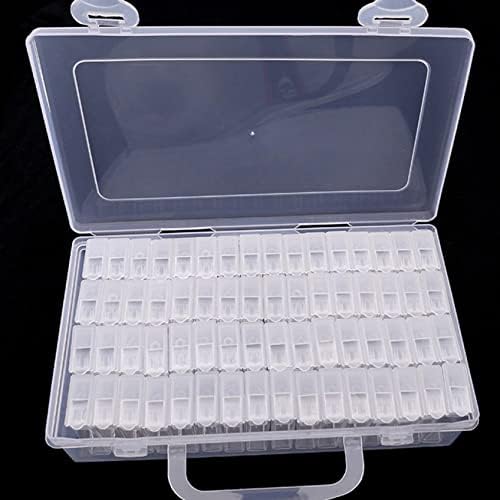 Контејнери за складирање со дијаманти за сликање со 64 решетки, пластична кутија со алатки, додатоци за везови со мали производи за монистра