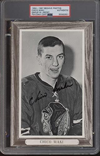 46B Chico Maki Портрет - 1964 Beehive Photos III хокеј картички оценети PSA Auto - автограмирани NHL фотографии