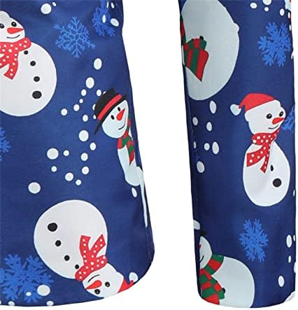 Мажи Божиќна снег печатена костум со двојно костум со двојно костум, мода мода со долги ракави лапел јакна со долги панталони за сурфање костум