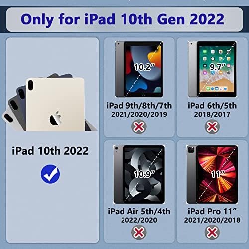 Случај азси за iPad 10-Та Генерација 10,9 Инчи 2022 Година, [Вграден Држач За Моливи] Тежок Отпорен На Удари Солиден Заштитен Случај за Ipad