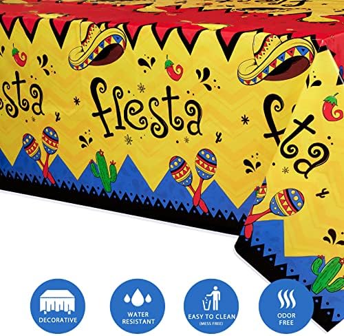 Фиеста Пластични Чаршафи-4 ПАРЧИЊА 54 х 108 Синко Де Мајо Маса Покритие, За Еднократна Употреба Маса Украси За Мексиканската Семејна Вечера