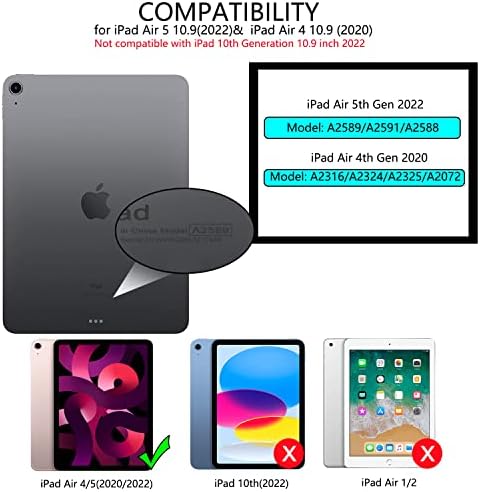 Xkladz за Ipad Air 5-Та Генерација Случај 2022 / iPad Air 4-Ти 2020 Случај 10,9 инчи, Заштитна Футрола Со Држач За Моливи, Застанете Јасен