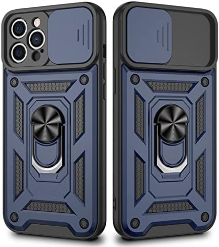 Вего Компатибилен за Iphone 12 Pro Max Kickstand Случај Со Капакот На Слајд Камерата, Вграден во 360° Ротирачки Прстен Стојат