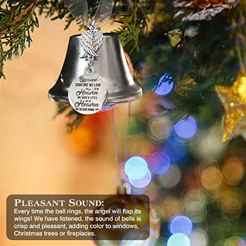 Kumprohu Angel Wings Bell - украс за Божиќни врски, украс на двојни ангелски крилја, украс, Божиќна врска Сребрена bellвонче, трајно