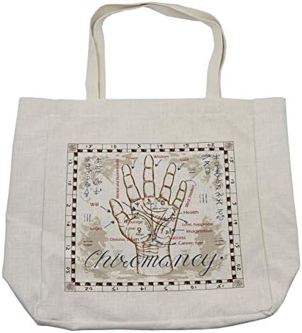 Амбесон, окултна торба за купување, гроздобер шема за хироманси со човечка рака дланка мистична наука за печатење на слики од универзум, еколошка