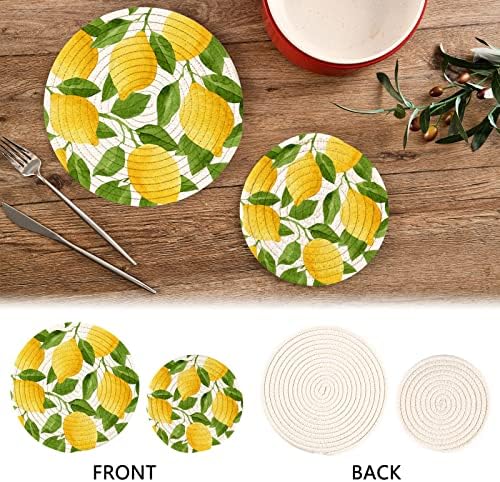 Лимони зелени лисја ситници за жешки садови држачи за тенџере сет од 2 парчиња топли влошки за кујнски отпорни на топлина за топи