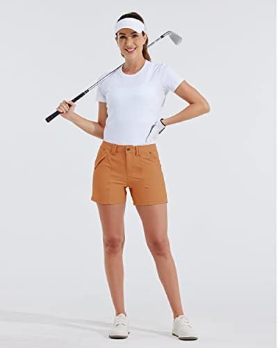 Вилит женски голф -пешачки шорцеви Брзи суви атлетски обични летни шорцеви со џебови отпорни на вода 4,5 “