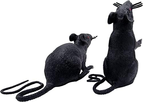 2 црни или сиви пластични стискања на стискање на стаорци со плашлив застрашувачки гаден украс за Ноќта на вештерките