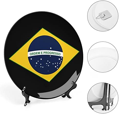 Бразил Знаме Керамички Декоративни Плочи Со Стојат Коска Кина Виси Орнаменти Десерт Плочи
