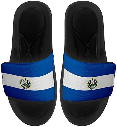 ExpressItbest Pushioned Slide -On сандали/слајдови за мажи, жени и млади - знаме на Ел Салвадор - знаме на Ел Салвадор со САД - мало
