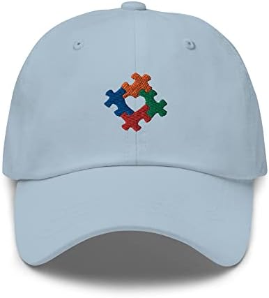 Аутизам извезена тато капа, сложувалка за свесност за аутизам парче loveубов срце капа
