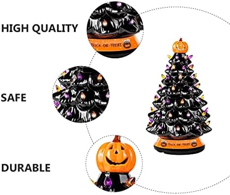 Абоофан 2 парчиња во стилот на Ноќта на вештерките мини новогодишна елка со LED светла Ноќта на вештерките Божиќна забава Десктоп декорација