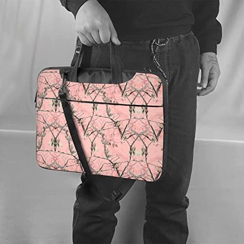 Розови лисја од лаптоп торба за лаптоп/работна компјутерска торба со рамо со врвна рачка