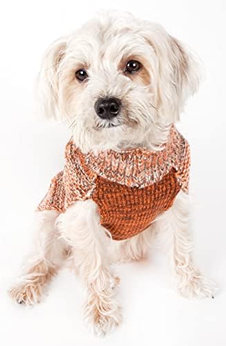 ПЕТ Lifeивот ® Кралска кора од џемпер за миленичиња - Дизајнер тежок кабел плетен џемпер со кучиња со вратот на желка - зимска