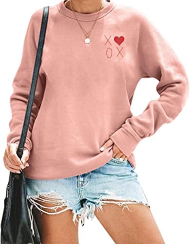 Sfhfy Love Heart Sweatshirt Women Women Women Day Day Day Day Burtion Cute Long Sneave Crewneck Pullover Tops Valentines Подарок