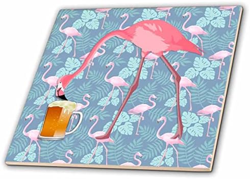 3дроза розово фламинго пиење пиво од кригла за пиво со фламинго. - Плочки