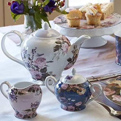 Кејти Алис Англиска градина Шаби Шик 6 чаша порцелански чајник, мултиколур