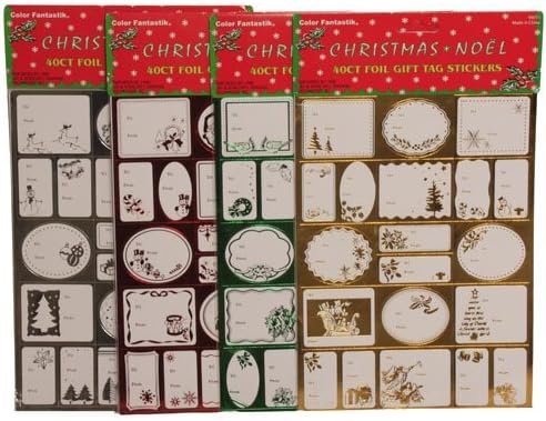 Џем Хартија Божиќ да Од Подарок Таг Налепници-Црвена Фолија - 40 Етикети/Пакет