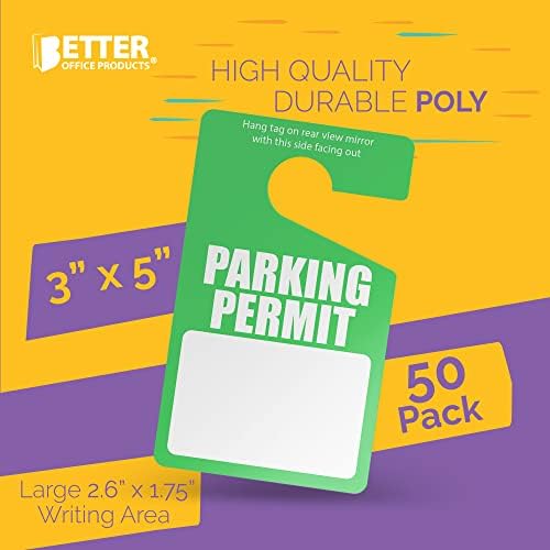 Зелена дозвола за паркирање виси ознаки, 50 пакувања, поли пластични плакати за паркирање, привремени додавања за паркирање, најголемиот