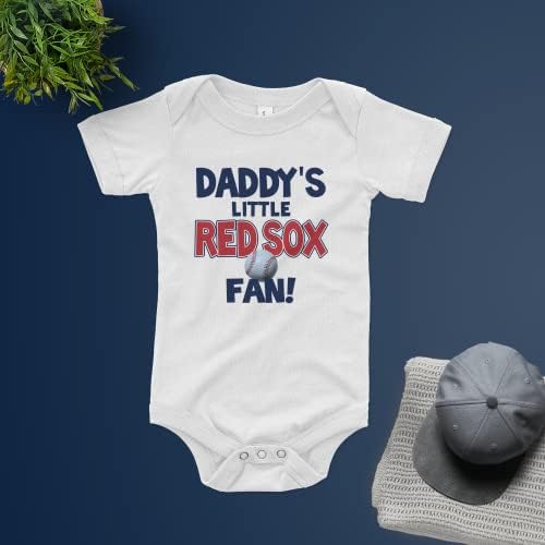 Малиот фан на тато на Нанкинас на бебето на малата црвена боја, обожавател на тато, обожавател на бебето црвено сокс