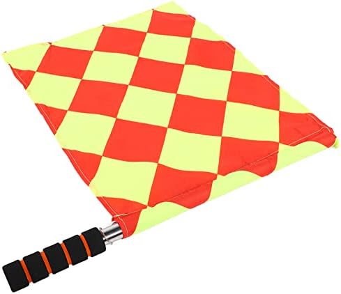 Vifemify 2 парчиња/торба светло црвено и жолто професионално фудбалско знаме со знаме на линиски линии со знаме со торба за складирање со