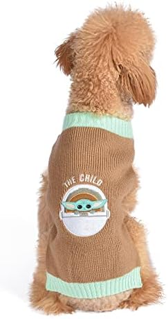 Војна на Starвездите за домашни миленици Мандалоријанскиот џемпер за кучиња, мал | Џемперот Мандалоријан и Грогу за кучиња | Облека