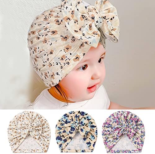 Xyx девојче девојче Децата што дишат памучни капа, новороденче, плетена капа, симпатична крофна мека турбан лак јазол капа