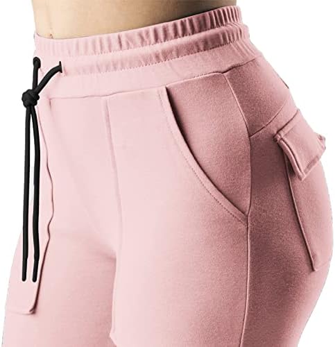 Rbculf женски панталони плус големина висока половината тенок џемпент еластична половината жица странична џебна јога хеланки работа