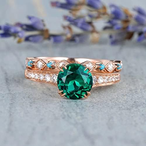 2023 Нов златен прстен роза Американски сет ангажман поставен позлатен европски жени цирконија прстен и на прстени разговор срцеви прстени