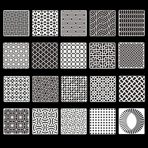 20 парчиња геометриски матрици пластични сликарски матрици DIY уметности занаети