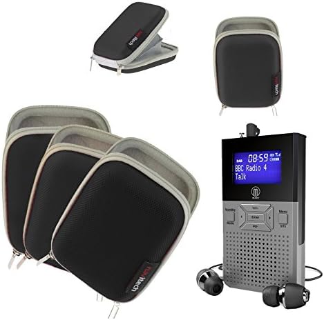 Navitech Преносен црна тврда вода отпорна MP3 / Mini DAB FM Дигитален музички плеер Радио кутија / корица компатибилен со мнозинството