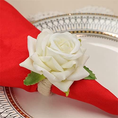 Lhllhl 6pcs роза цветна салфетка прстени, занаетчиски свилени цветни салфетки за салфери за вечера