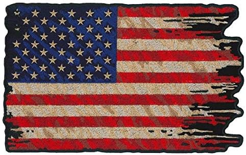 Патче на знамето на САД, црно и портокалово американско знаме, висока навој патриотска топлина запечатена запечатена поддршка/шиење