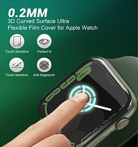 [2 пакет] Заштитник на екранот на Apple Watch 7, HD-чувствителен на меур HD-чувствителна анти-абразија и мек филм со мек филм на Apple