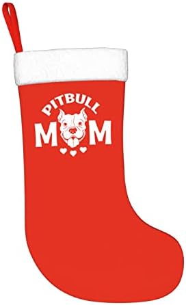 Yoigng pitbull мама Божиќно порибување Божиќни чорапи класична празнична декорација камин виси чорап