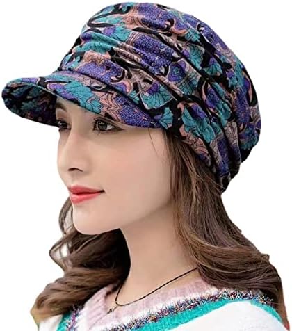 Цветни плетани кратки капачиња, женска кратка цветна капа, зимска топла гроздобер кадифена плетена капа за жени