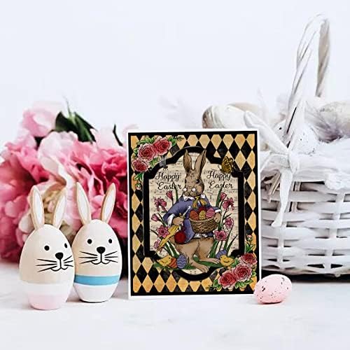 Globleland Bunny зајак јасни марки среќни велигденски јајца корпа за силиконски чисти печат за печатење за картички што прават DIY сноп
