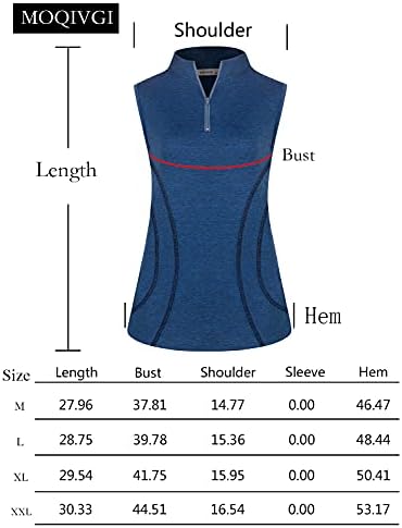 Moqivgi женски голф кошула без ракави 1/4 зип трендовски обичен резервоар за вежбање врвови со јака