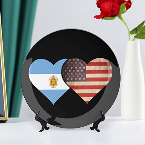 Аргентина знаме и керамичка декоративна чинија со знаме на САД со приказ што виси прилагодени годишнини свадби на свадба за двојки