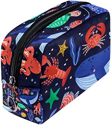 Тоалетна Торба, Козметичка Торба За Шминка За Патувања За Жени Мажи, Цртани Риби Рак Желка Морска Ѕвезда
