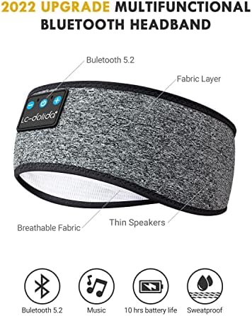 Слушалки за спиење на LC-Dolida Bluetooth, слушалки за глава, безжични спортови со тенки HD стерео звучници совршени за спиење, спорт, јога,